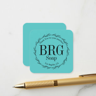 Turquoise Botanical Monogram Thank You Purchase Enclosure Card