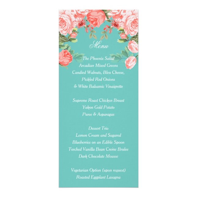 Turquoise botanique et fleur de corail - Menu (Devant)