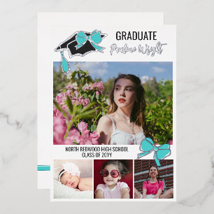 Turquoise Bow Photos Foil Outlines Graduation