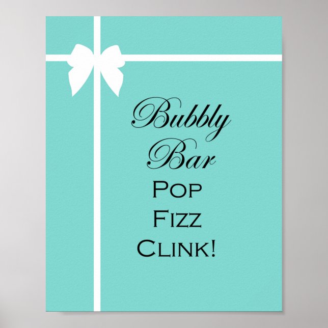 Turquoise Bridal Shower Game Sign Aqua (Front)