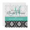 Turquoise Bridal Shower Invitation Damask Monogram