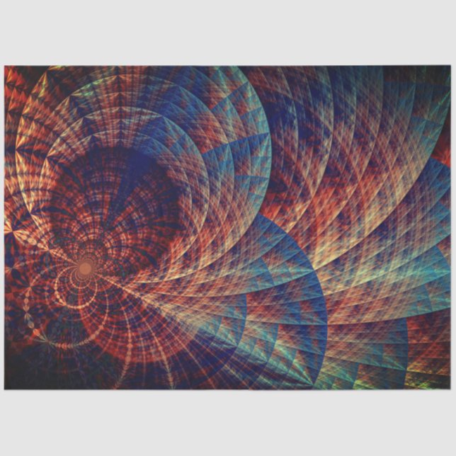 Turquoise Brown Abstract Fractal 15 Decoupage Tissue Paper (Front)