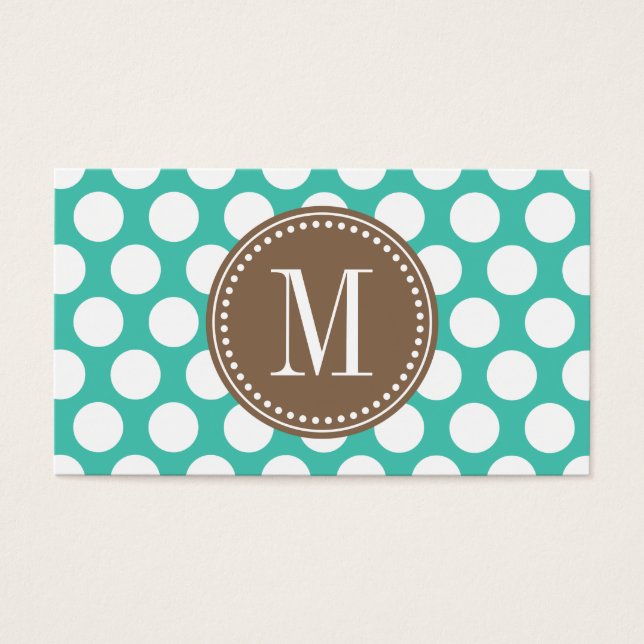 Turquoise & Brown | Big Polka Dots Monogrammed (Front)