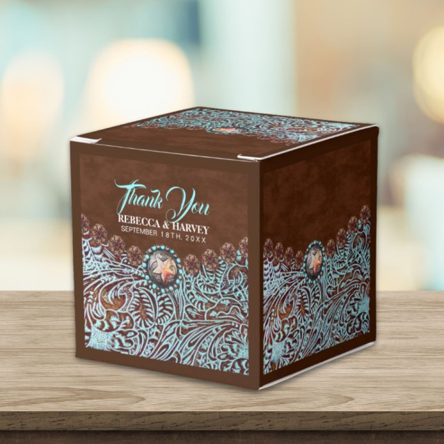 turquoise brown cowboy country western wedding favor box (turquoise brown cowboy country western wedding favor boxes)