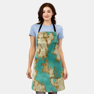 Turquoise Brown Cream Animal Cowhide Western  Apron