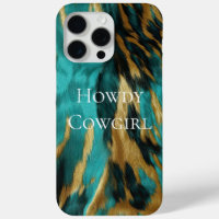 Turquoise Brown Gold Cowhide