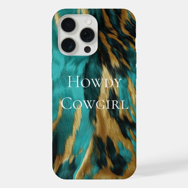 Turquoise Brown Gold Cowhide iPhone Case (Back)