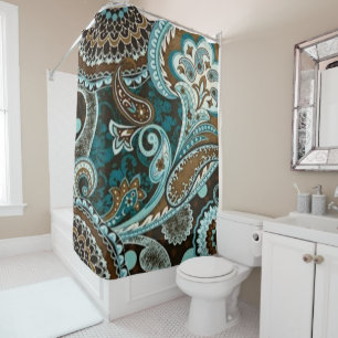 Turquoise Brown Vintage Paisley