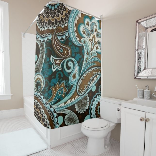 Turquoise Brown Vintage Paisley (In Situ)