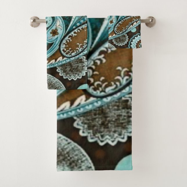 Turquoise Brown Vintage Paisley Nouveau (En situation)