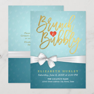 Turquoise Brunch & Bubbly Bridal Shower Invitation