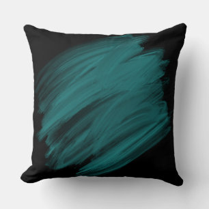 Turquoise Brush Strokes Throw Pillow