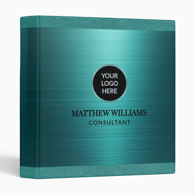 Turquoise Brushed Metal  Binder (Front/Spine)