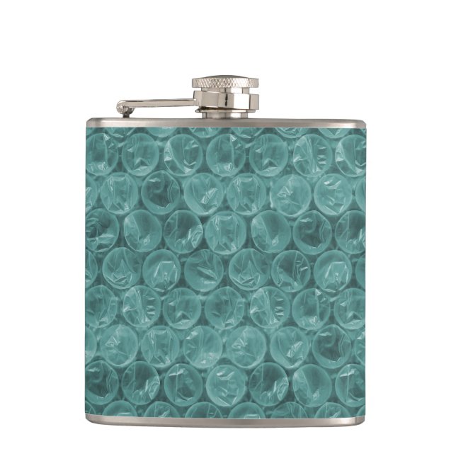Turquoise bubble wrap pattern hip flask (Front)