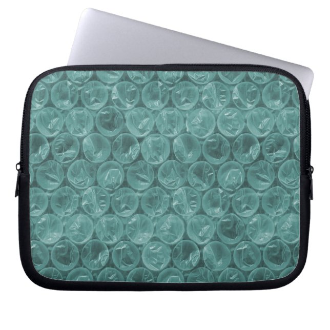 Turquoise bubble wrap pattern laptop sleeve (Front)