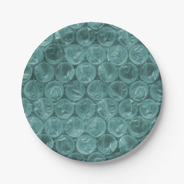 Turquoise bubble wrap pattern paper plate (Front)