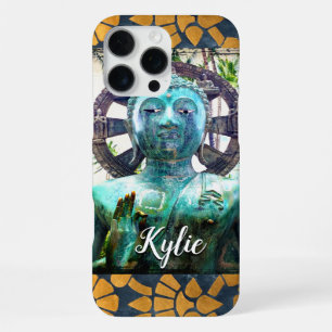 Turquoise Buddha Gold Blue Mosaic Tile Name Bold iPhone 16 Pro Max Case