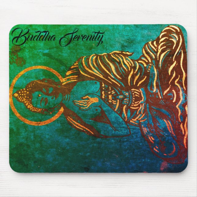 turquoise buddha image meditating 'Buddha Serenity Mouse Pad (Front)