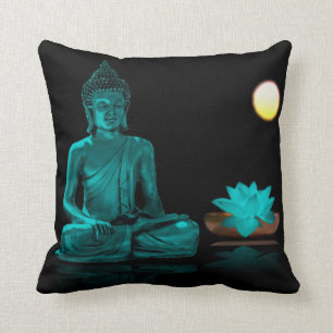 Turquoise Buddha Throw Pillow