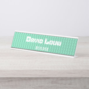 Turquoise building blocks desk name plate