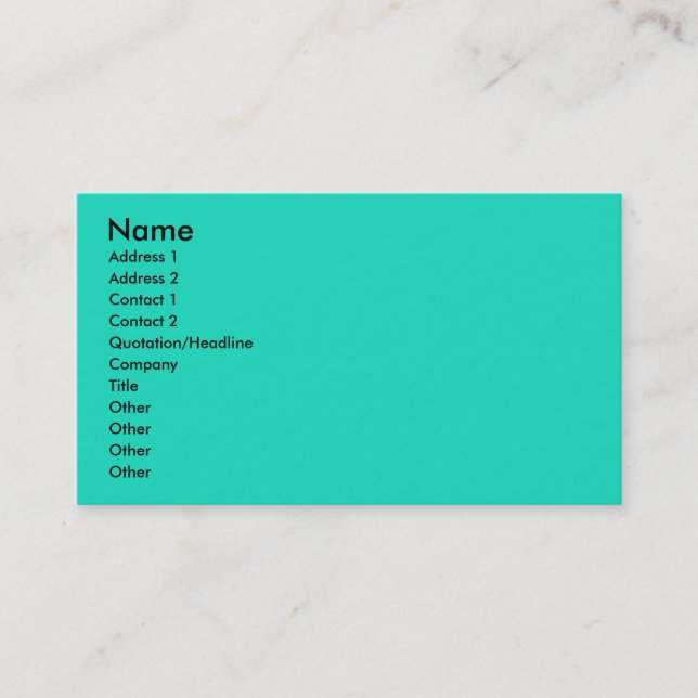 turquoise business card (Front)