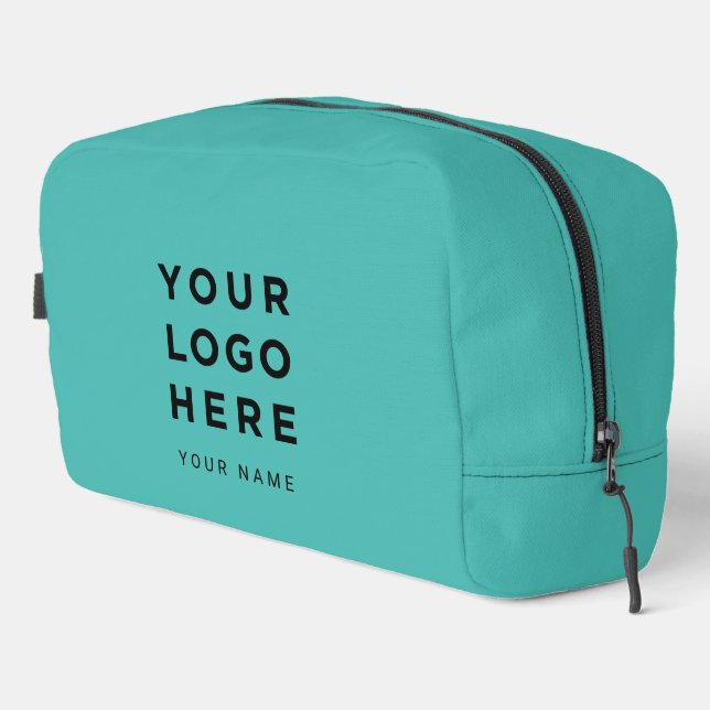 Turquoise Business Logo Name Instagram Travel Dopp Kit (Right Corner)