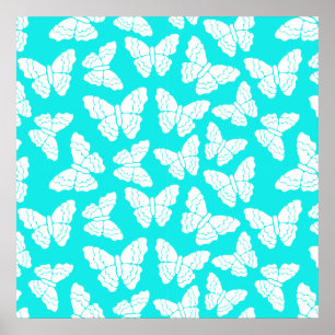 Turquoise butterflies Poster