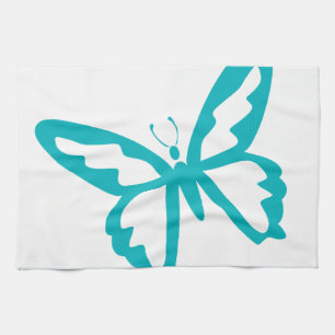 Turquoise Butterfly fly,caterpillar,pattern,insect Kitchen Towel