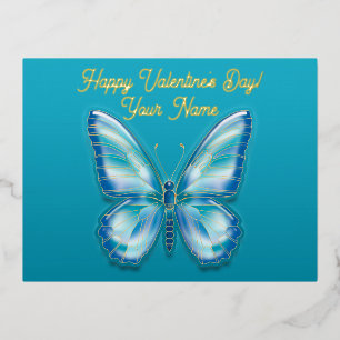  Turquoise Butterfly Foil Holiday Postcard