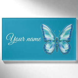 Turquoise Butterfly Name Tag