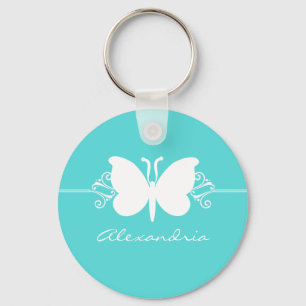 Turquoise Butterfly Swirls Keychain