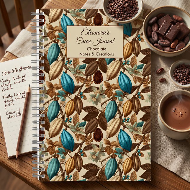 Turquoise Cacao Pattern Chocolate Tasting Notebook (Creator Uploaded)