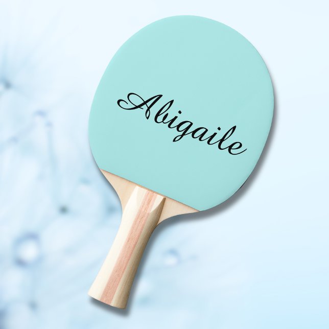 Turquoise Calligraphy Name Trendy Minimalist  Ping Pong Paddle (Creator Uploaded)