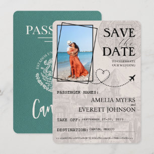 Turquoise Cancun Passport Save The Date