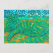 Turquoise Cat Pastel Painting Pet Portrait