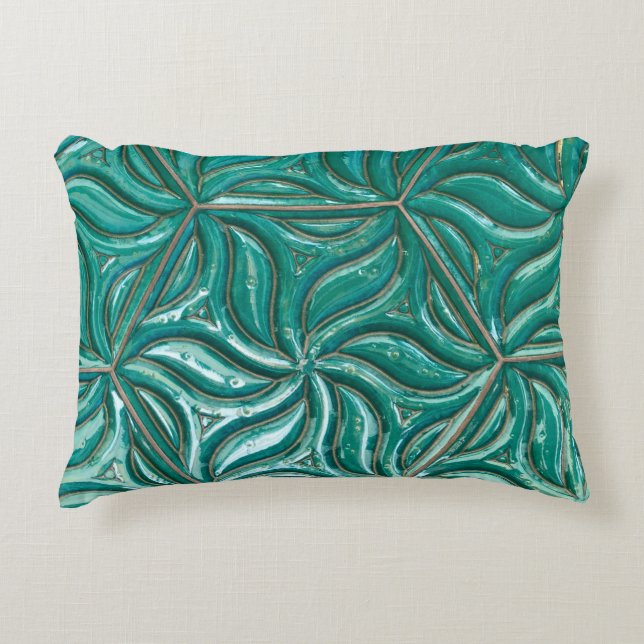 Turquoise ceramic tile wall textureabstract,archit accent pillow (Front)