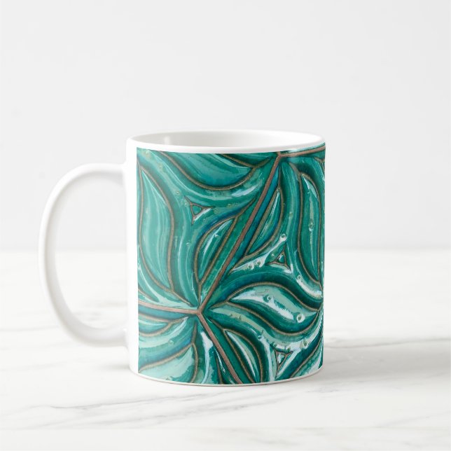 Turquoise ceramic tile wall textureabstract,archit coffee mug (Left)