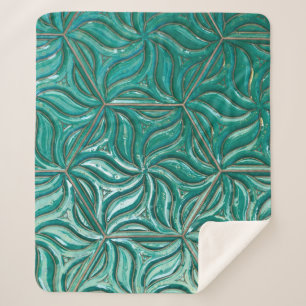Turquoise ceramic tile wall textureabstract,archit sherpa blanket