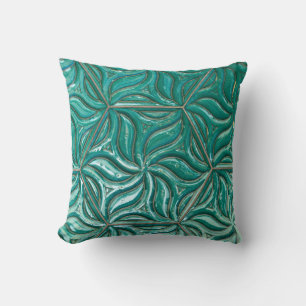 Turquoise ceramic tile wall textureabstract,archit throw pillow
