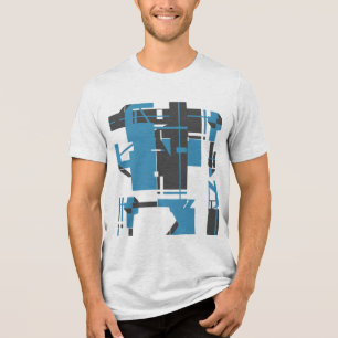 Turquoise Charcoal Geometric Abstract Design Tri-Blend Shirt