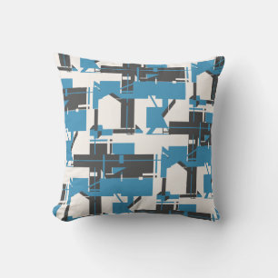 Turquoise Charcoal Off-white Geometric MCM Look Throw Pillow