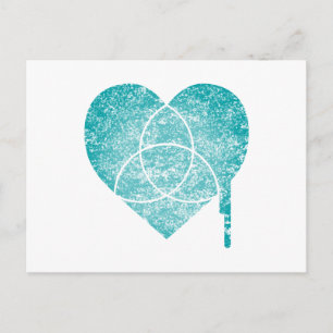 turquoise chart heart postcard