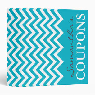 Turquoise chevron coupon organizer binder holder