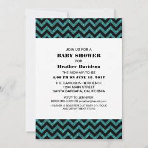 Turquoise Chevron Parties scintillant Invitation B