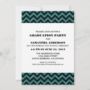 Turquoise Chevron Parties scintillant Invitation d