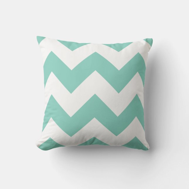 Turquoise Chevron Zigzag Outdoor Pillows (Front)