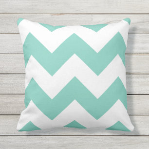Turquoise Chevron Zigzag Outdoor Pillows