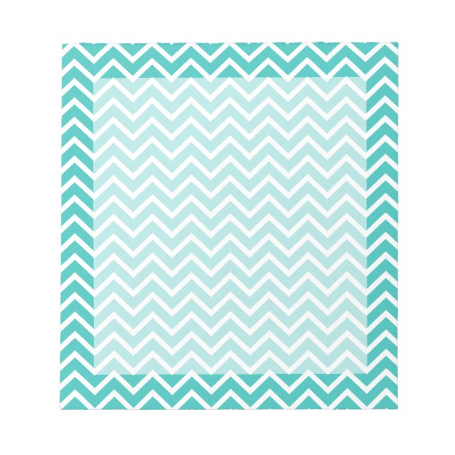 Turquoise Chevron Zigzag Stripes Notepad (Front)