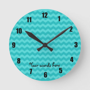 turquoise chevrons round clock