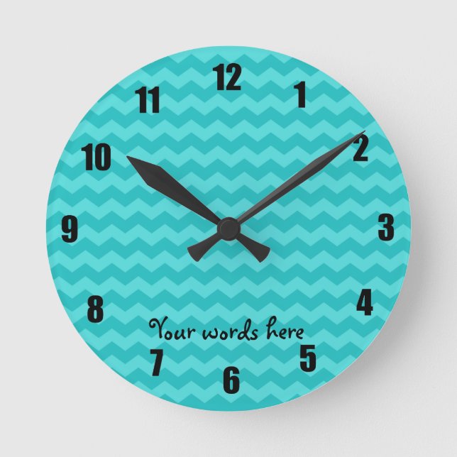 turquoise chevrons round clock (Front)